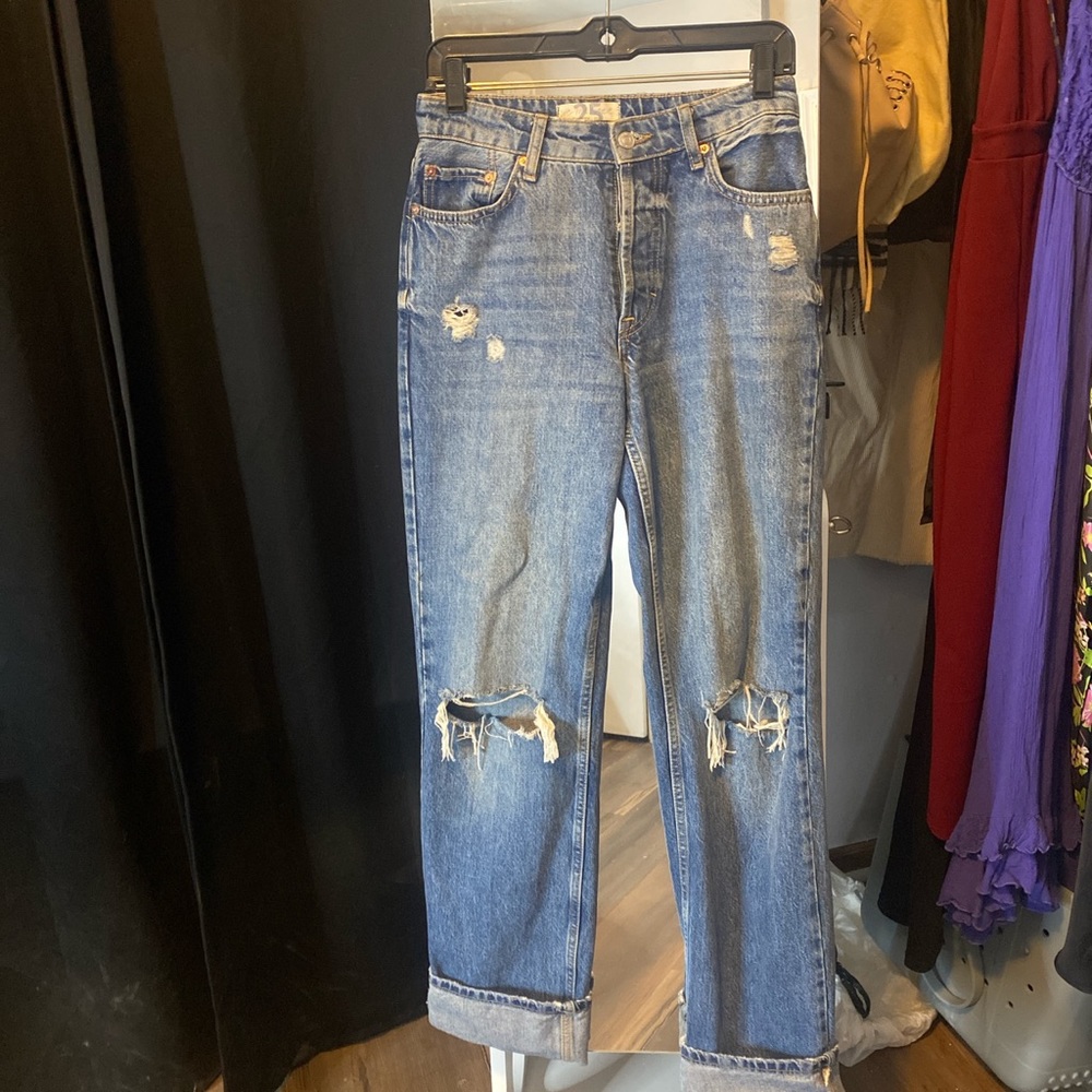 Free people distressed low rise jeans